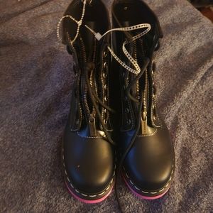 1/91460 PINK SOLE WANAMA LEATHER JUNGLE ZIP BOOTS size 39